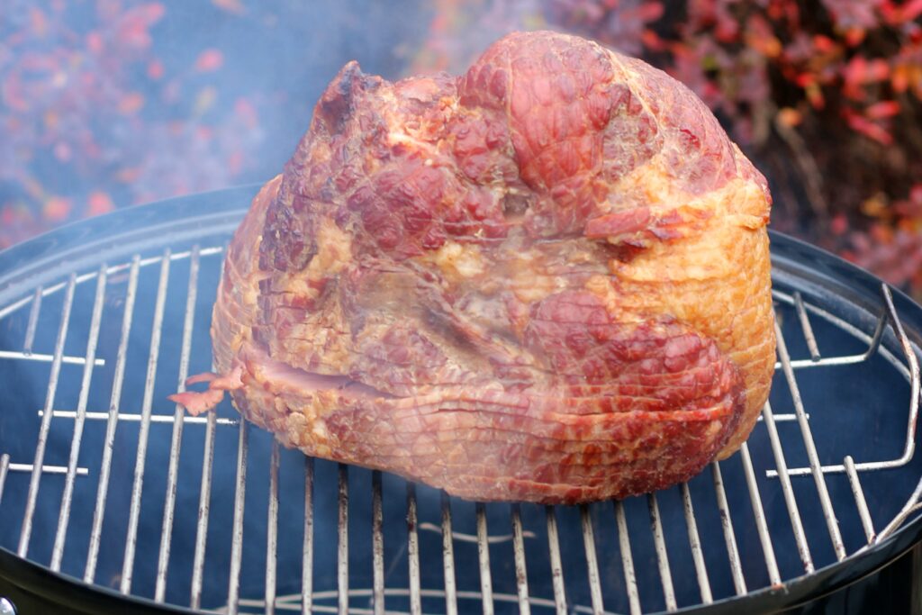 spiral ham on a weber smoker