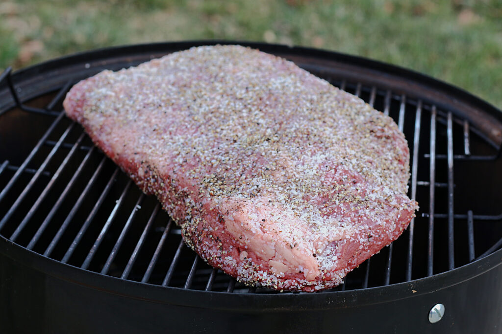 a brisket on the weber smoker