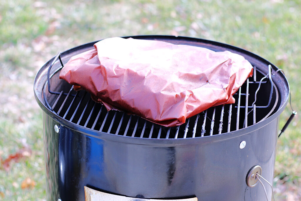 smoked brisket wrapped in butcher paper