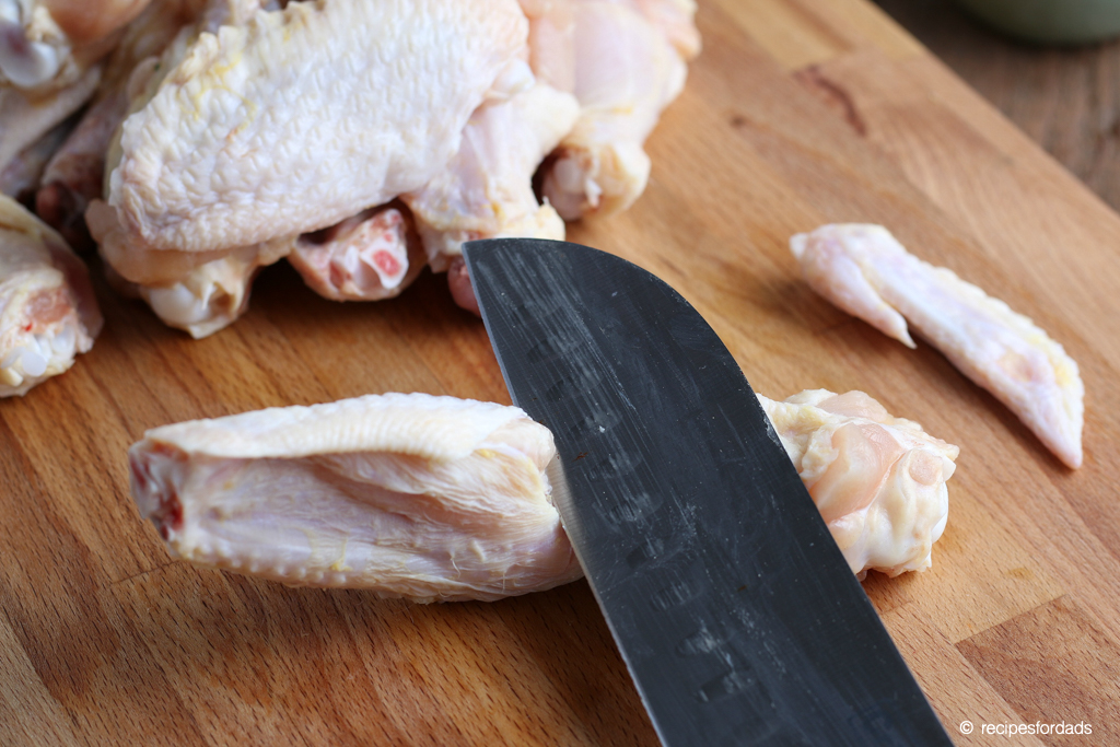 Cutting chicken wing