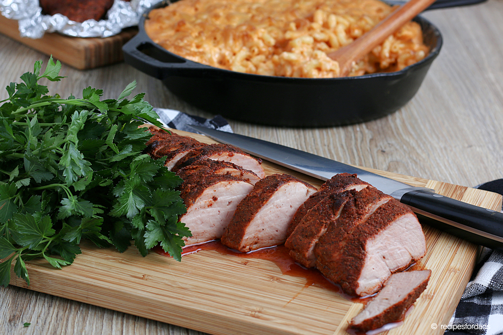 Smoked Pork Tenderloin served with smoked macaroni cheese