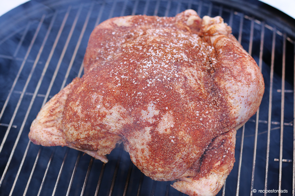 smoking a whole chicken on weber smoker