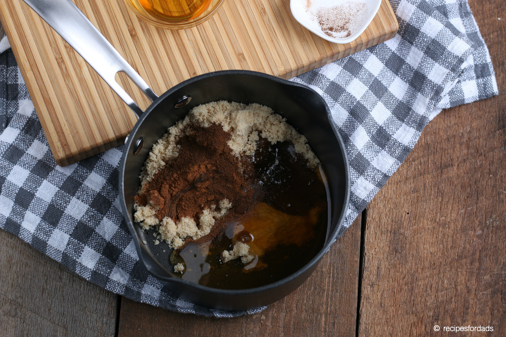 Preparing Ham Glaze ingredients in sauce pan