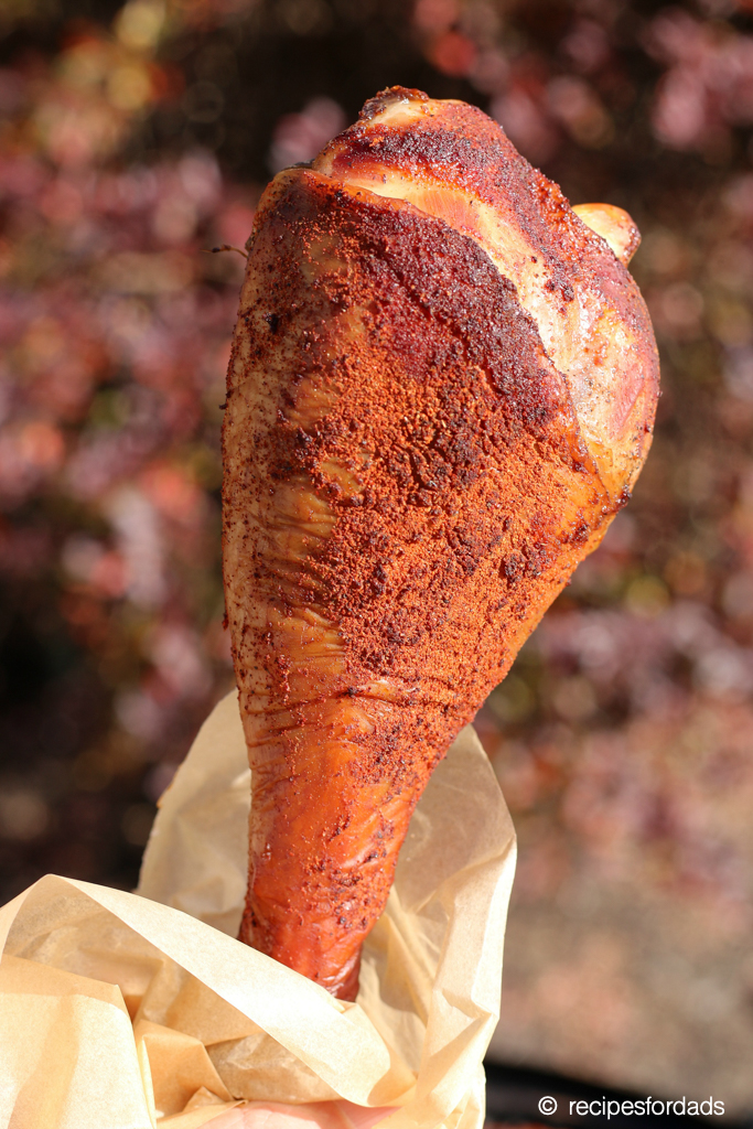 A perfectly smoked and delicious turkey leg