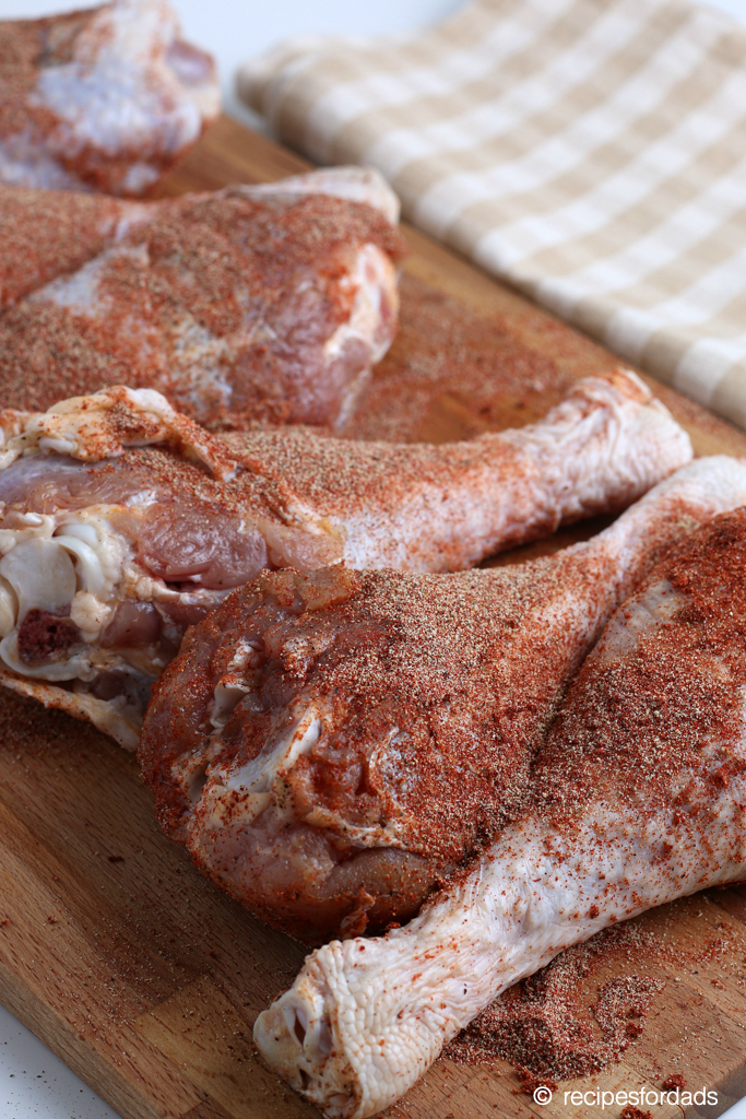 turkey legs seasoned with turkey leg rub