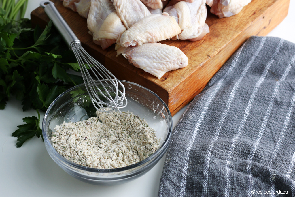 dry rub for chicken wings, served in glass bowl