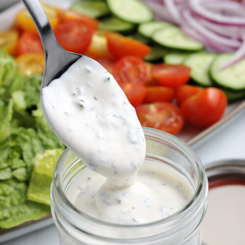 homemade ranch dressing served with veggies