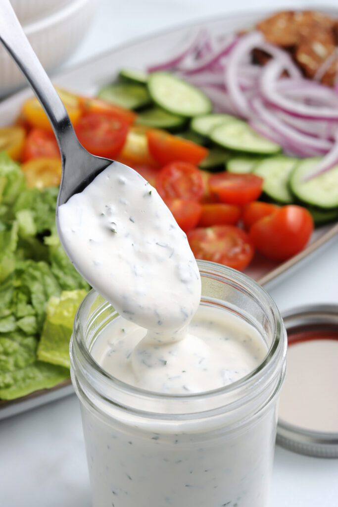 homemade ranch dressing served with veggies