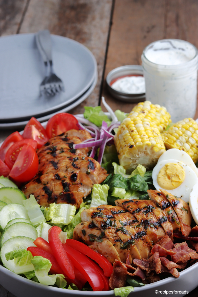 Grilled Chicken Cobb Salad With A Delicious Homemade Ranch Dressing