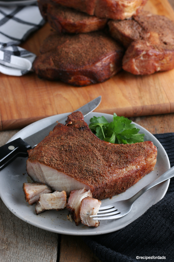 pork chop cut in to bite size pieces