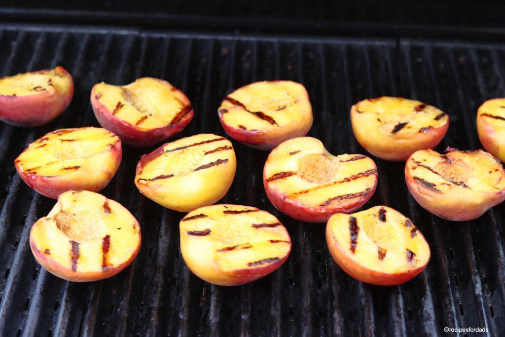 grilling peaches on a gas grill