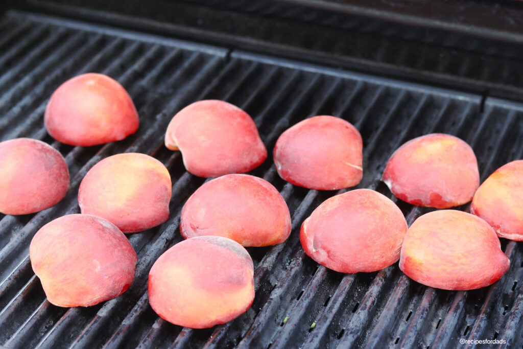 Grilling peaches on the gas grill