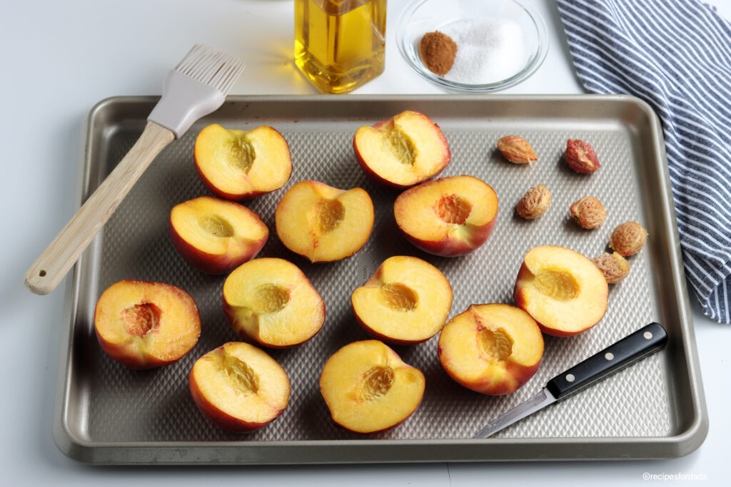 peaches cut in half