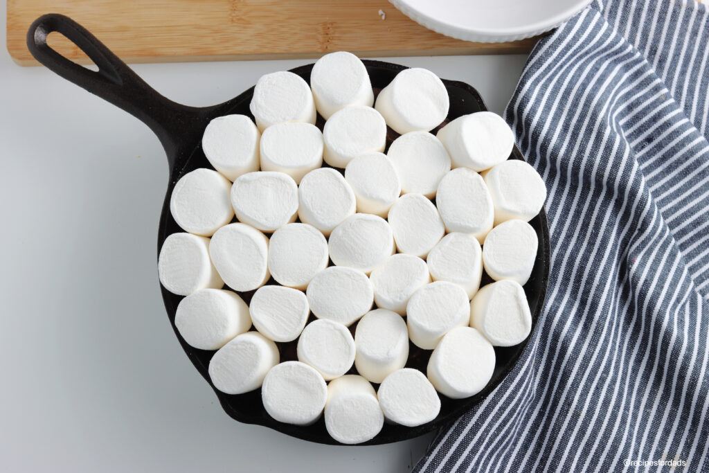 marshmallows and S'mores Dip in the iron skillet