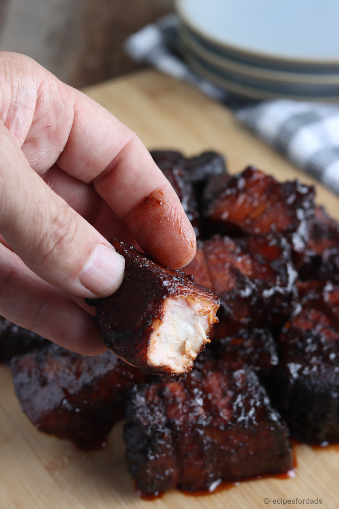 Pork Belly Burnt Ends with sticky sauce