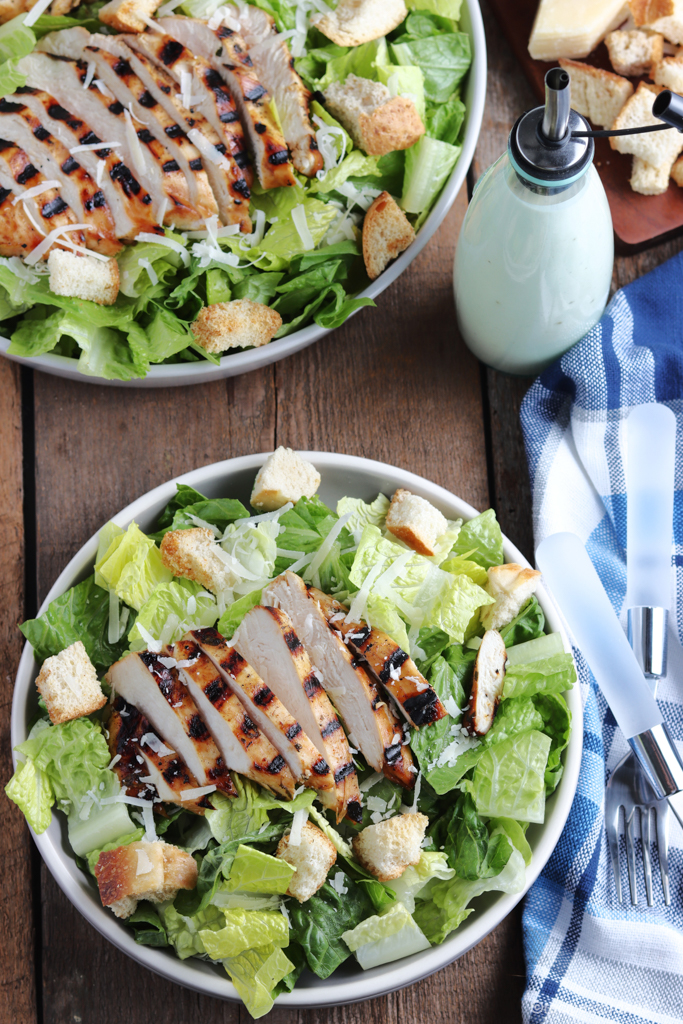 Grilled Chicken Caesar Salad With Easy Homemade Dressing Recipe