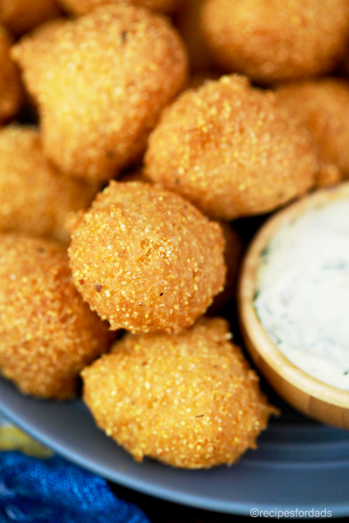 Homemade Hush Puppies with dipping sauce
