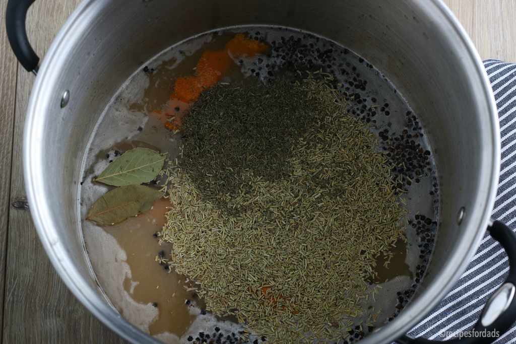 Ingredients in pot for turkey brine