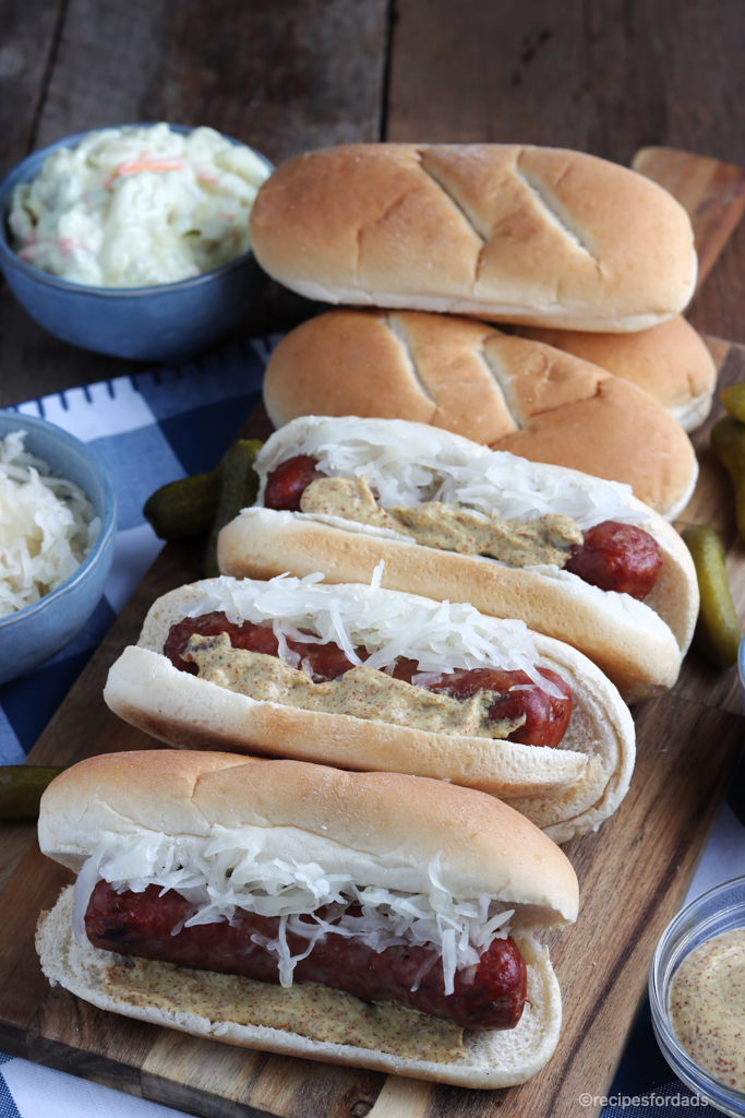 Brats with toppings