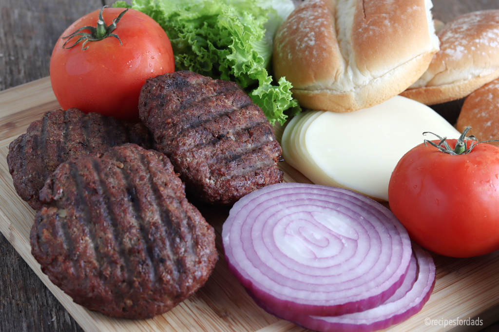 smoked burgers with condiments