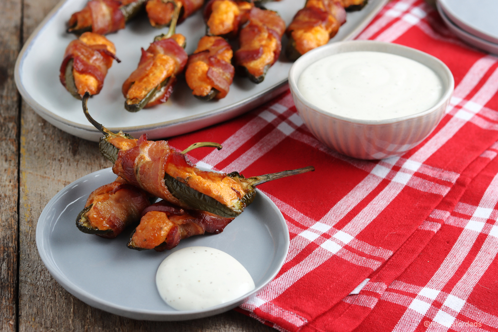 Smoked Jalapeno Poppers served with ranch dressing