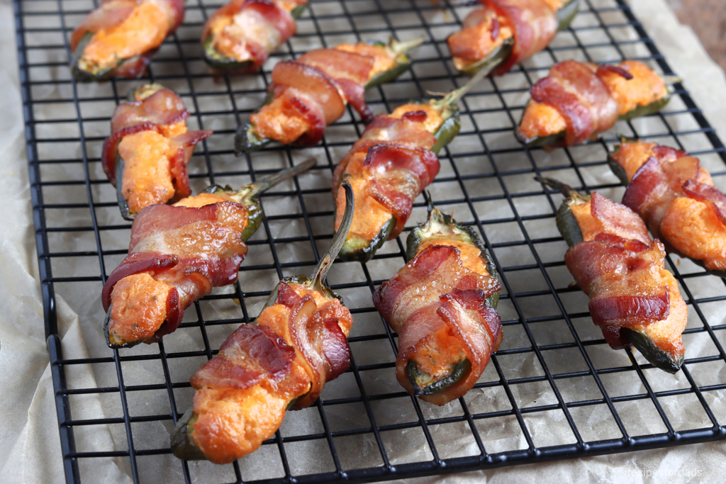 smoked poppers on a pan