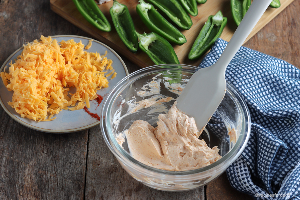 Stir Cheese and Cream Cheese Ingredients for Poppers