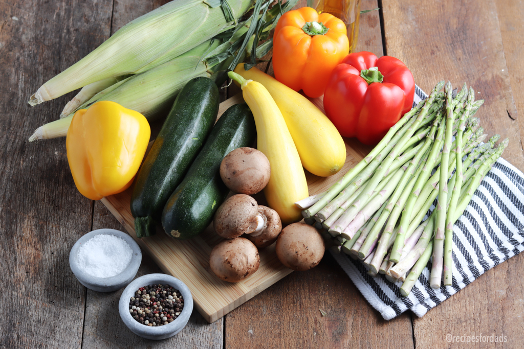 A variety of mixed vegetables and seasoning