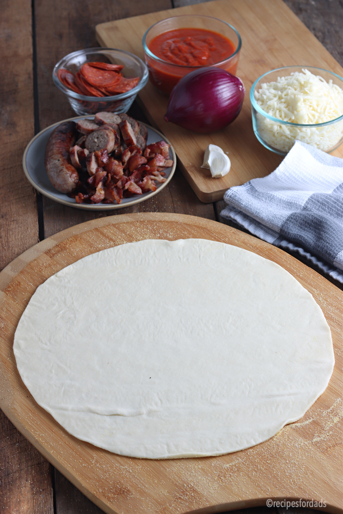 pizza dough with toppings