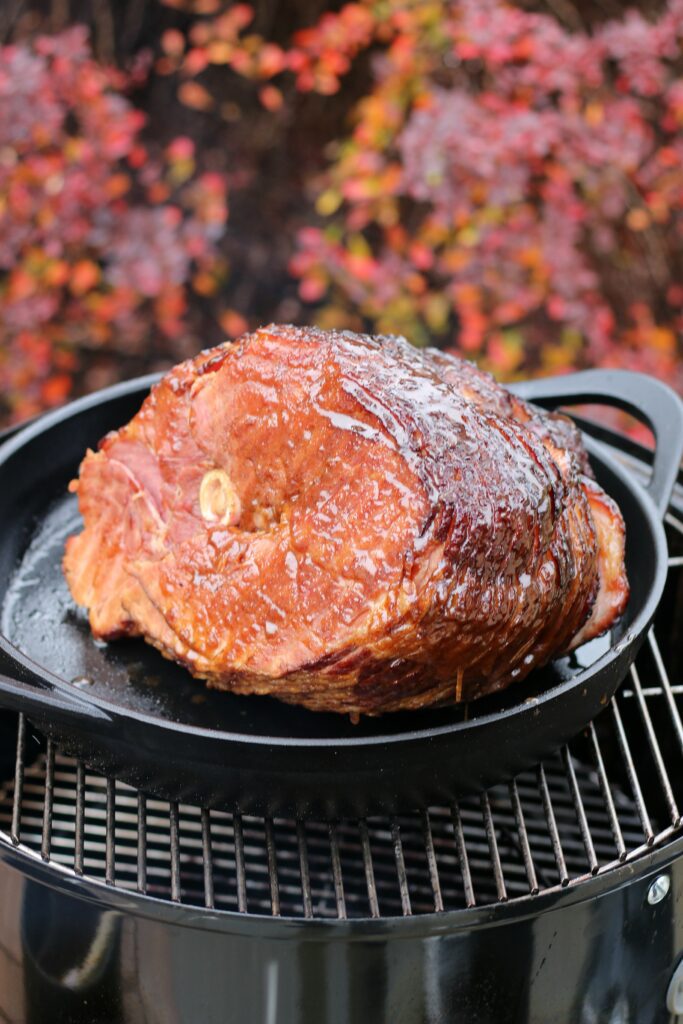 smoking a ham on the Weber Smoker