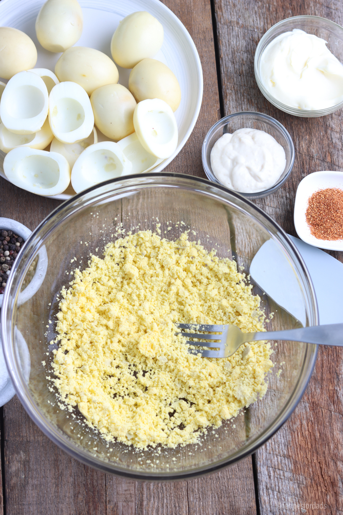 Egg yolks mashed with fork