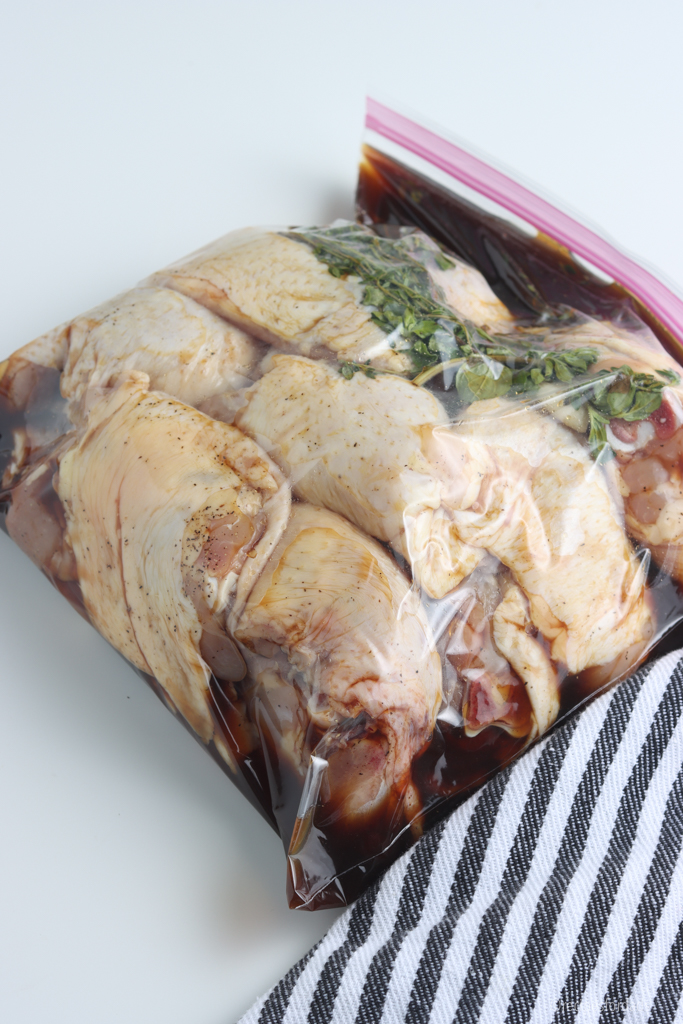 Chicken in bag with brine.