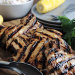 grilled chicken thighs with yellow corn