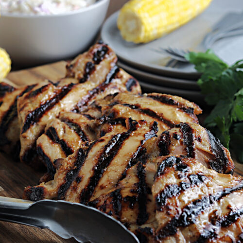 grilled chicken thighs with yellow corn