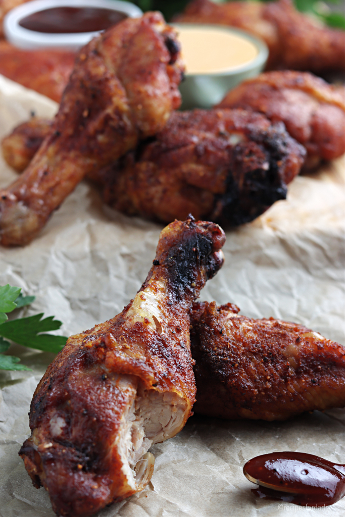 Smoked Chicken Legs served with BBQ Sauce