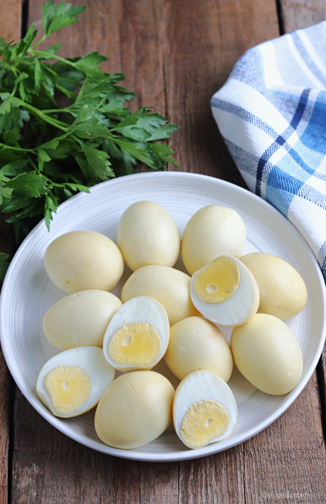 Smoked Eggs served on white dish