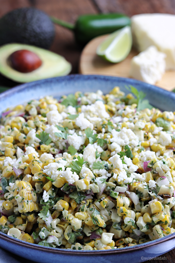mexican street corn topped with cheese
