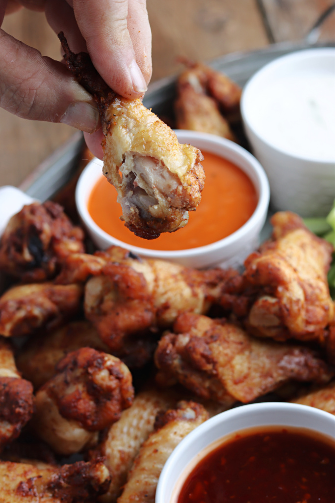 bite out of smoked chicken wings