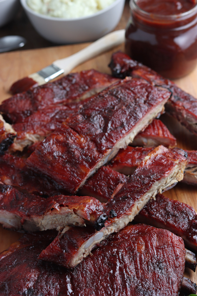 Smoked 321 Pork Ribs on cutting board