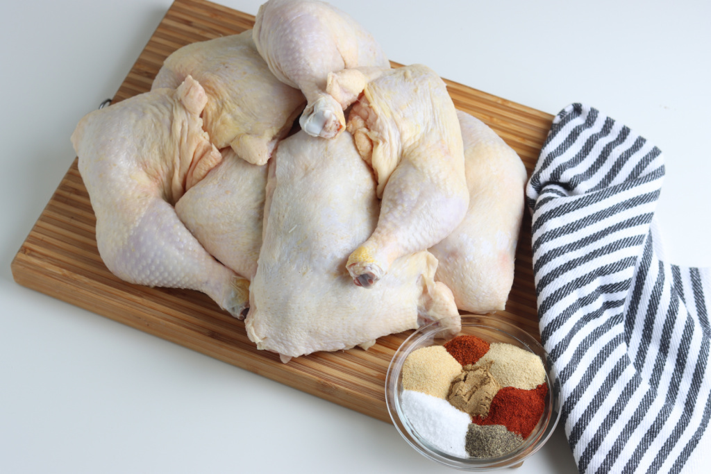 ingredients to make smoked chicken quarters